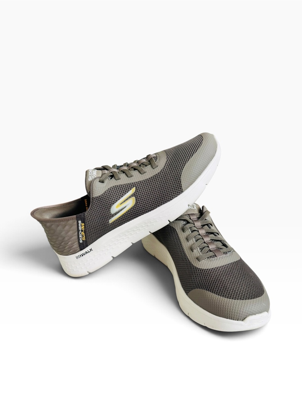 Skechers GO WALK Slip-Ins Men’s Gray Walking Sneakers Hands Free Size 13